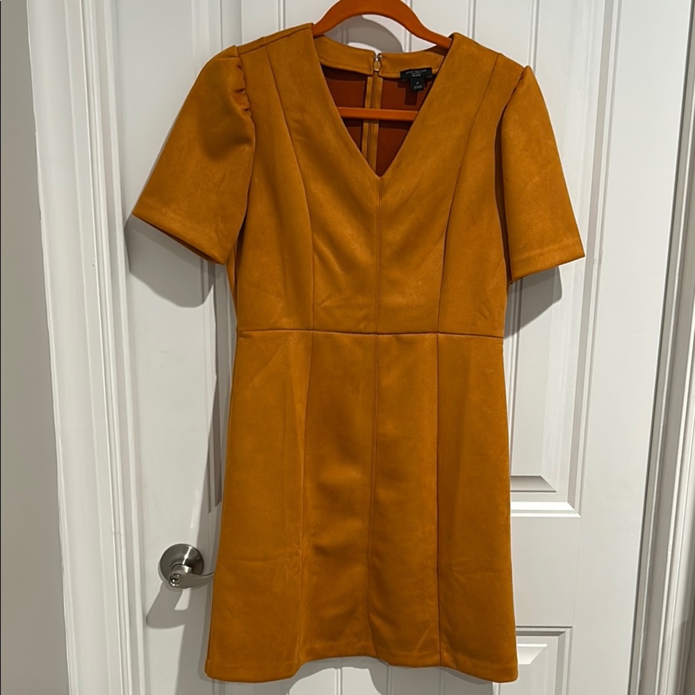 Ann Taylor Factory Yellow Sheath Dress V-Neck Short Sleeve